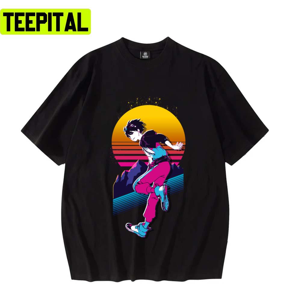 Sunset Design Takuma 80s Retro Digimon Survive Unisex T-Shirt Sunset Design Takuma 80s Retro Digimon Survive Unisex T-Shirt