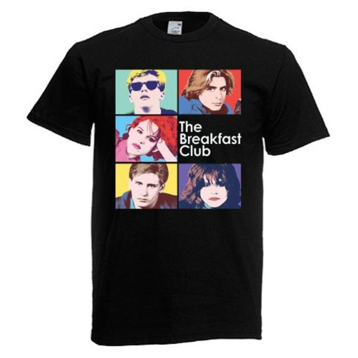 The Breakfast Club 80s Movie Logo Mens Black Navy Red T-Shirt