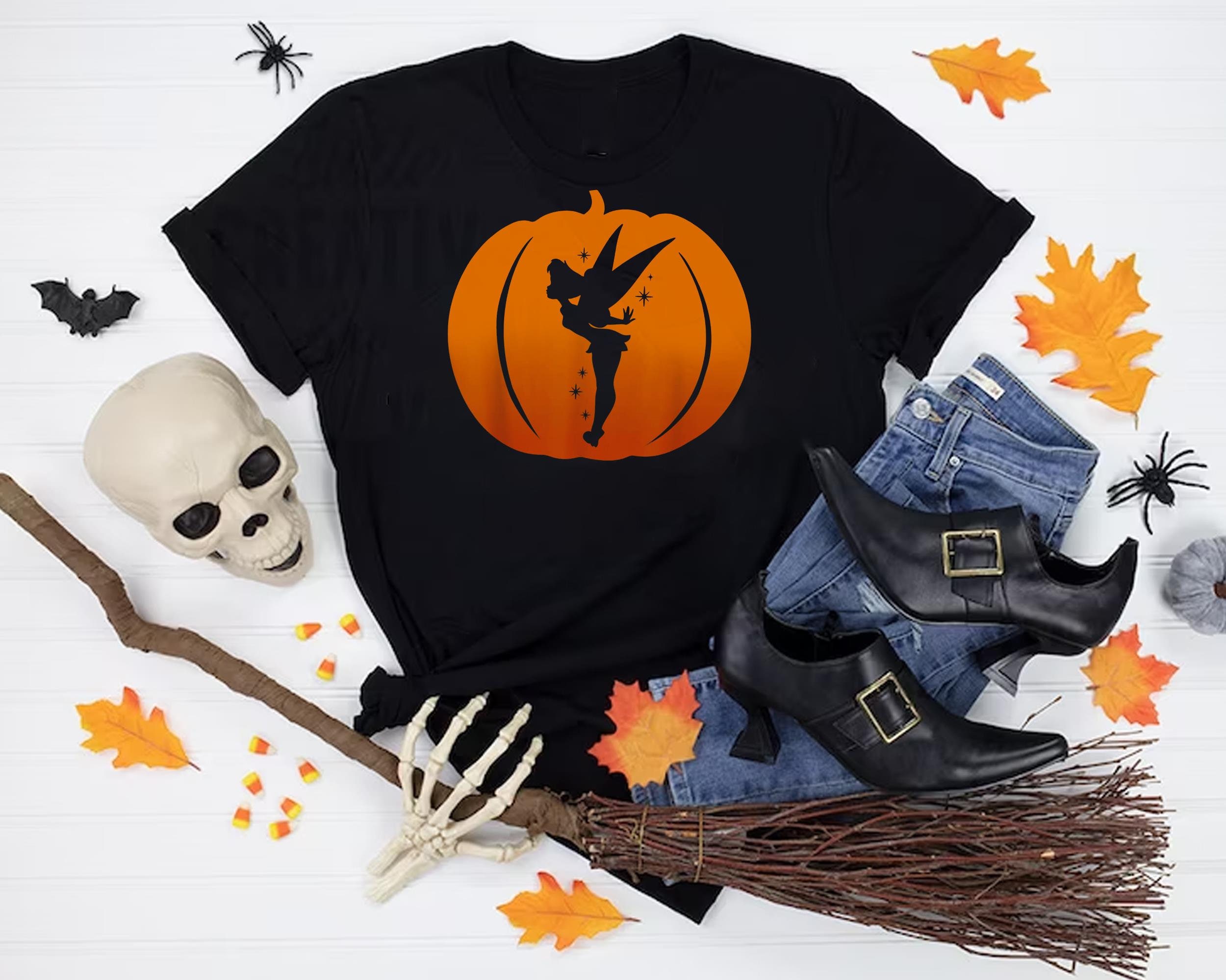 Tinker Bell Silhouette Halloween Pumpkin Disney And Pixar’s Holiday Unisex T-Shirt Tinker Bell Silhouette Halloween Pumpkin Disney And Pixar’s Holiday Unisex T-Shirt