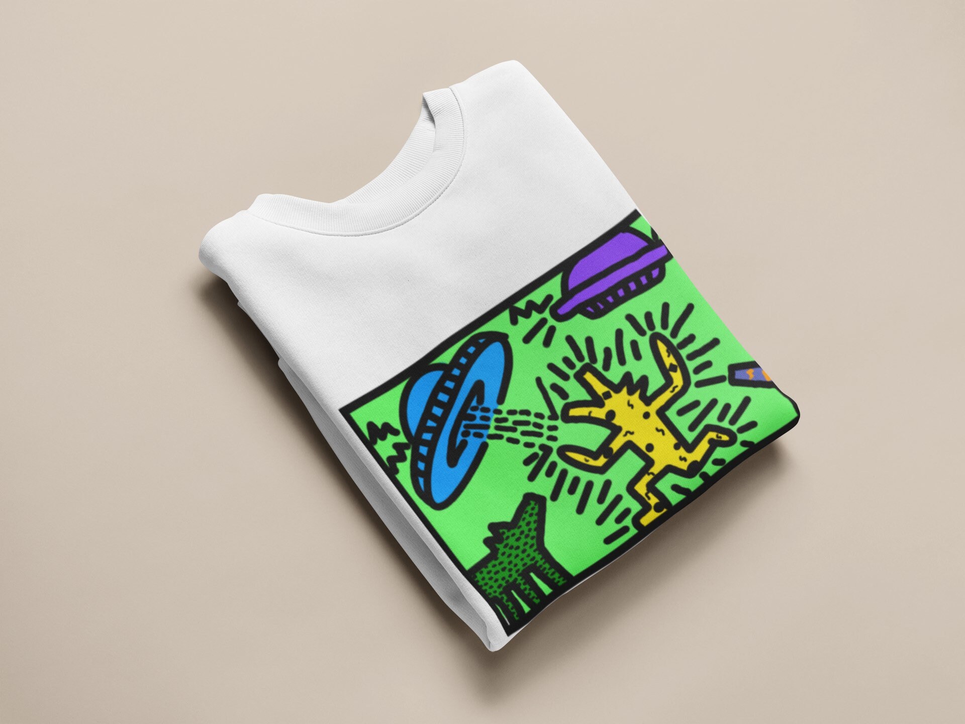 Vintage 80s90s Art Dog Ufo Abduction Unisex Sweatshirt Vintage 80s90s Art Dog Ufo Abduction Unisex Sweatshirt