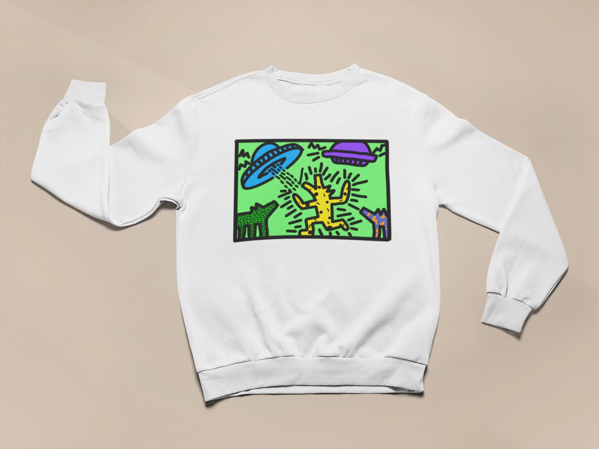 Vintage 80s90s Art Dog Ufo Abduction Unisex Sweatshirt Vintage 80s90s Art Dog Ufo Abduction Unisex Sweatshirt