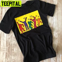 Vintage Art Dancing People Bright Colors Keith Haring Unisex Shirt