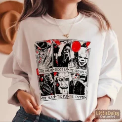 Vintage Horror Tarot Cards Horror Horror Nights Movie Halloween Unisex T-Shirt