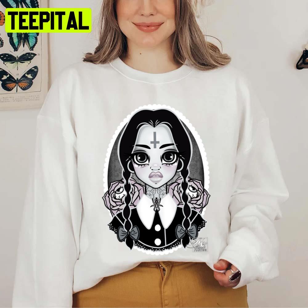 Wednesday With Roses Halloween Spooky Night Unisex Sweatshirt Wednesday With Roses Halloween Spooky Night Unisex Sweatshirt