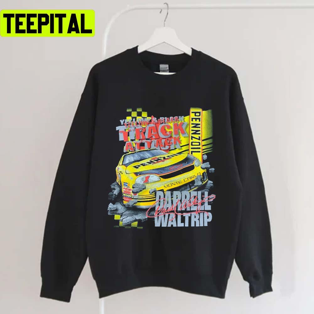 Yellow Black Track Attack Retro Nascar Car Racing Darrell Waltrip Unisex T-Shirt Yellow Black Track Attack Retro Nascar Car Racing Darrell Waltrip Unisex T-Shirt