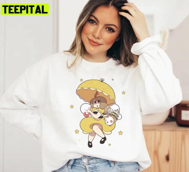 Yellow Dress And Umbrella Bee And Puppycat Unisex Sweatshirt Yellow Dress And Umbrella Bee And Puppycat Unisex Sweatshirt