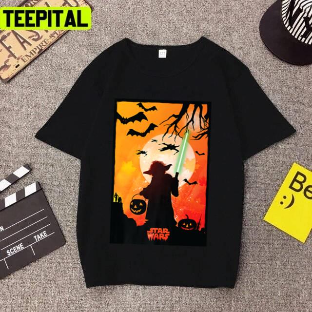 Yod Silhouette Halloween Design Mix Star Wars Unisex T-Shirt Yod Silhouette Halloween Design Mix Star Wars Unisex T-Shirt