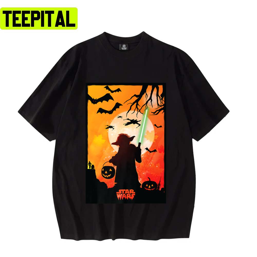 Yod Silhouette Halloween Design Mix Star Wars Unisex T-Shirt Yod Silhouette Halloween Design Mix Star Wars Unisex T-Shirt