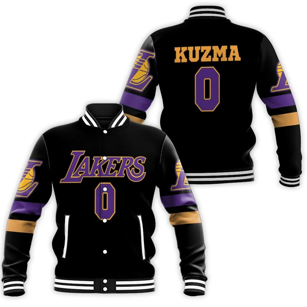 0 Kyle Kuzma Lakers Jersey Inspired Style Baseball Jacket 0 Kyle Kuzma Lakers Jersey Inspired Style Baseball Jacket