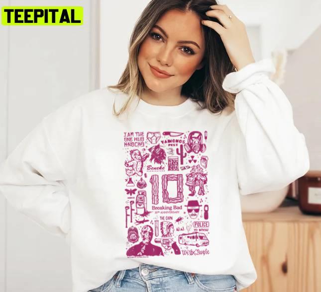 10th Anniversary Pink Symbols Collage Breaking Bad Unisex Sweatshirt 10th Anniversary Pink Symbols Collage Breaking Bad Unisex Sweatshirt