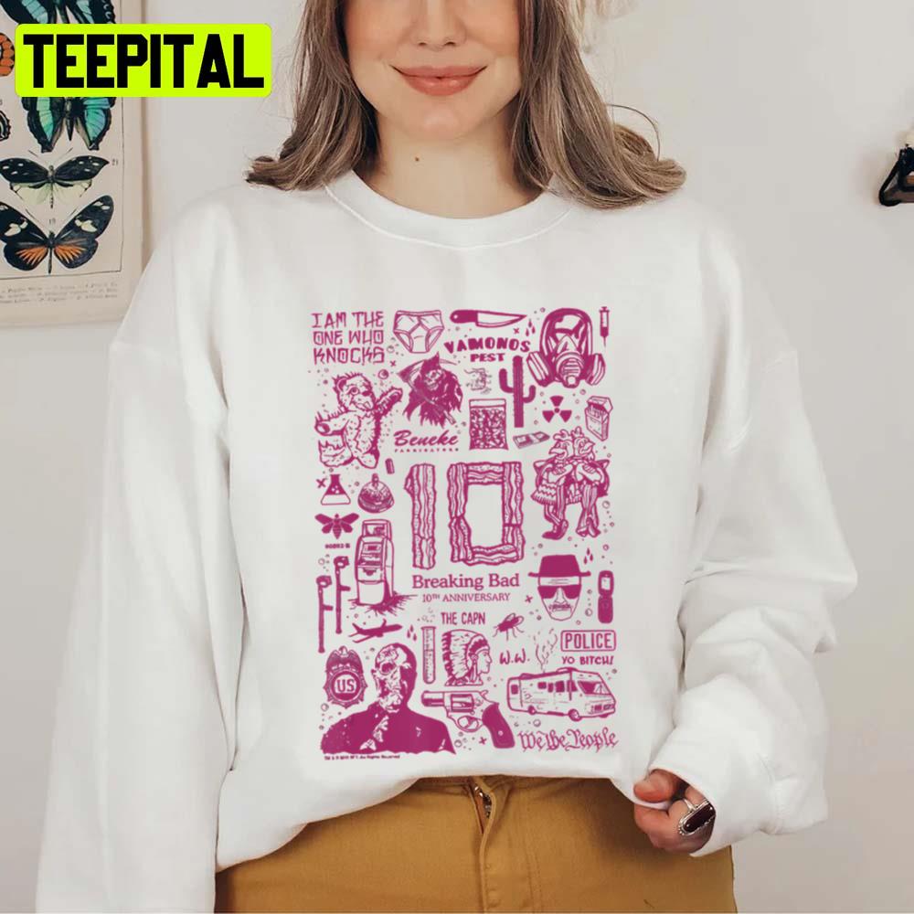 10th Anniversary Pink Symbols Collage Breaking Bad Unisex Sweatshirt 10th Anniversary Pink Symbols Collage Breaking Bad Unisex Sweatshirt