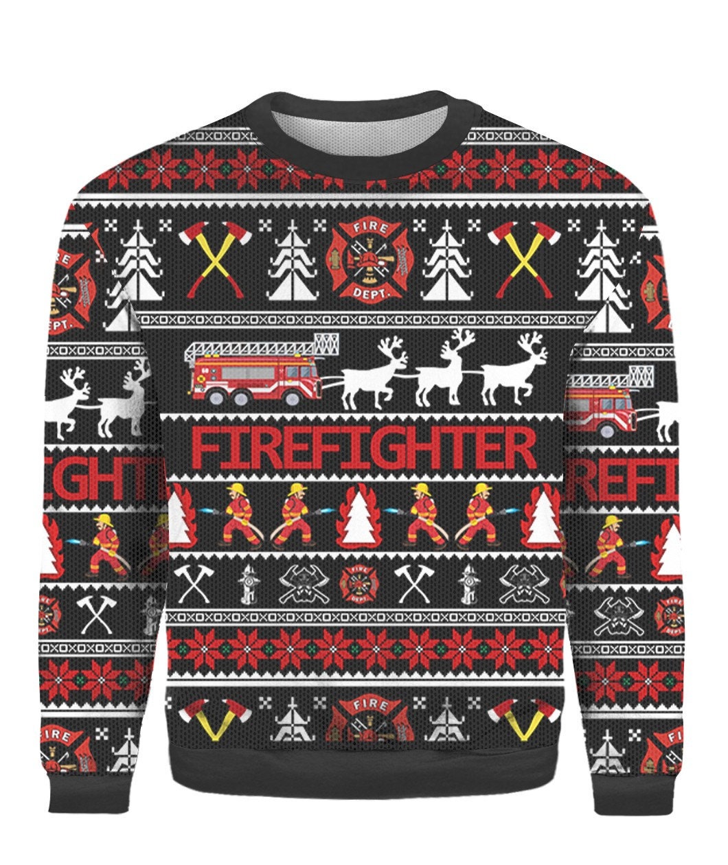 3D Firefighter Ugly Christmas Sweatshirt 3D Firefighter Ugly Christmas Sweatshirt