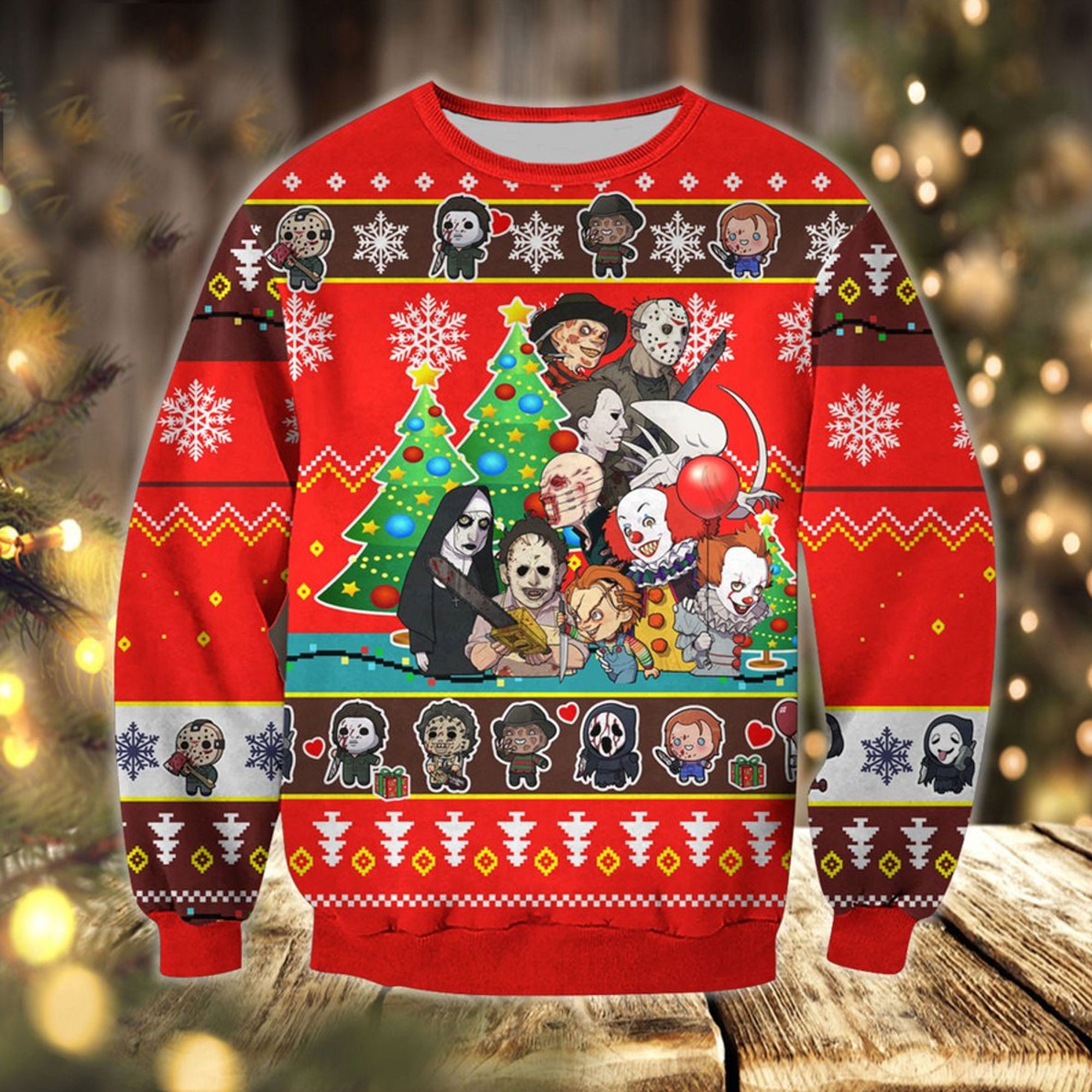 3D Horror Friends Ugly Christmas Sweater, Horror Character Sweatshirt, Halloween Horror Movie Shirt, Horror Movie Gift, Scary Halloween 3D Horror Friends Ugly Christmas Sweater, Horror Character Sweatshirt, Halloween Horror Movie Shirt, Horror Movie Gift, Scary Halloween