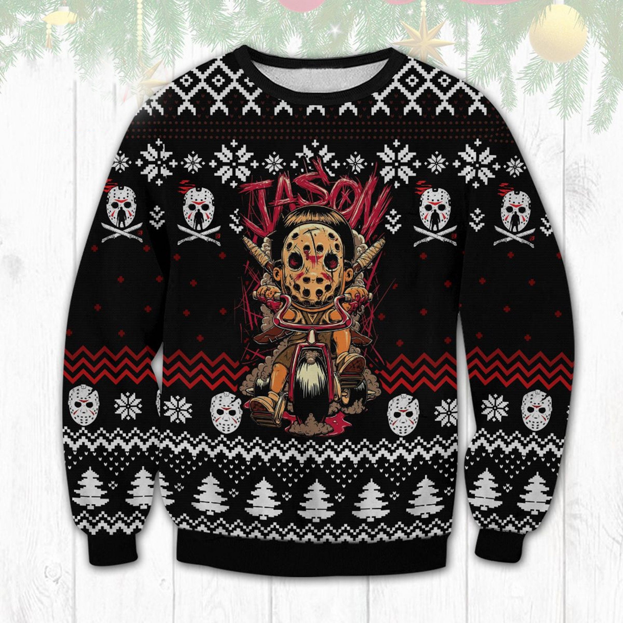 3D JASON VOORHEES Ugly Christmas Sweater, Horror Character Sweatshirt, Halloween Horror Movie Shirt, Horror Movie Gift, Scary Halloween 3D JASON VOORHEES Ugly Christmas Sweater, Horror Character Sweatshirt, Halloween Horror Movie Shirt, Horror Movie Gift, Scary Halloween