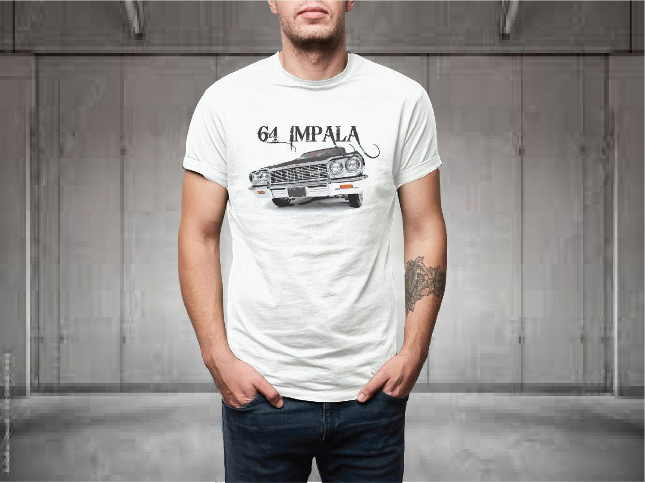 64 Chevy Impala Retro Lowrider Custom Car T-Shirt 64 Chevy Impala Retro Lowrider Custom Car T-Shirt
