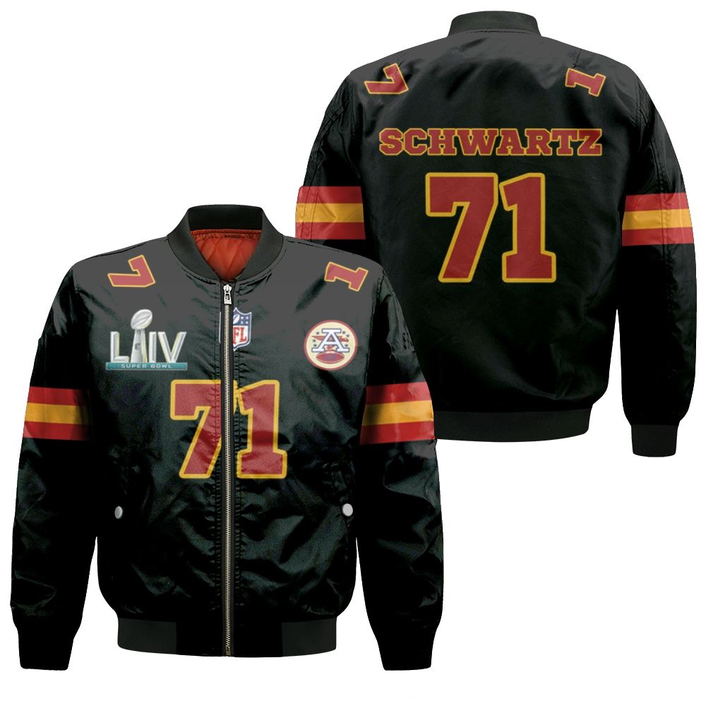 71 Mitchell Schwartz Kannas City 1 Jersey Inspired Style Bomber Jacket 71 Mitchell Schwartz Kannas City 1 Jersey Inspired Style Bomber Jacket