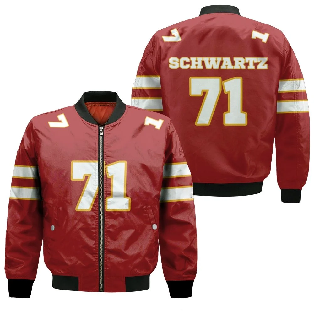 71 Mitchell Schwartz Kannas City Jersey Inspired Style Bomber Jacket 71 Mitchell Schwartz Kannas City Jersey Inspired Style Bomber Jacket