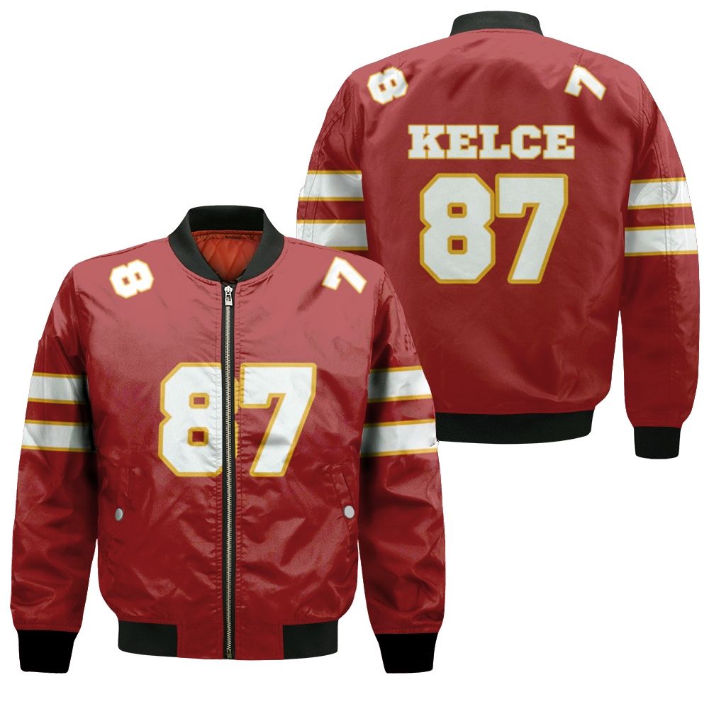 87 Travis Kelce Kannas City Jersey Inspired Style Bomber Jacket 87 Travis Kelce Kannas City Jersey Inspired Style Bomber Jacket