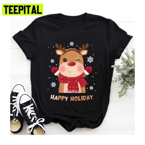 Adorable Reindeer Happy Christmas Holiday Unisex Sweatshirt