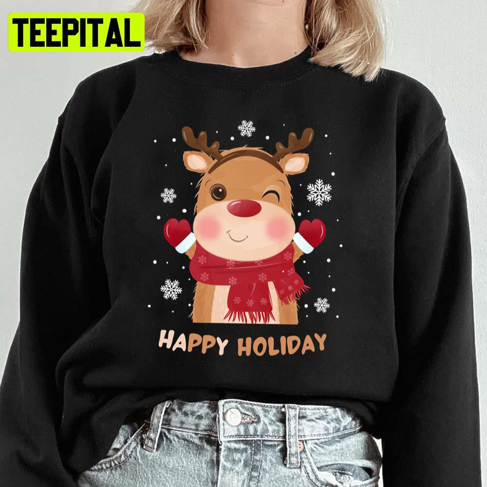 Adorable Reindeer Happy Christmas Holiday Unisex Sweatshirt Adorable Reindeer Happy Christmas Holiday Unisex Sweatshirt