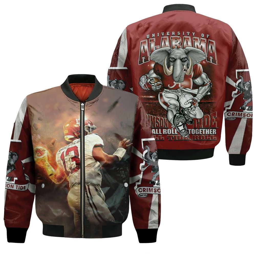 Alabama Crimson Tide Tua Tagovailoa 13 Bomber Jacket Alabama Crimson Tide Tua Tagovailoa 13 Bomber Jacket