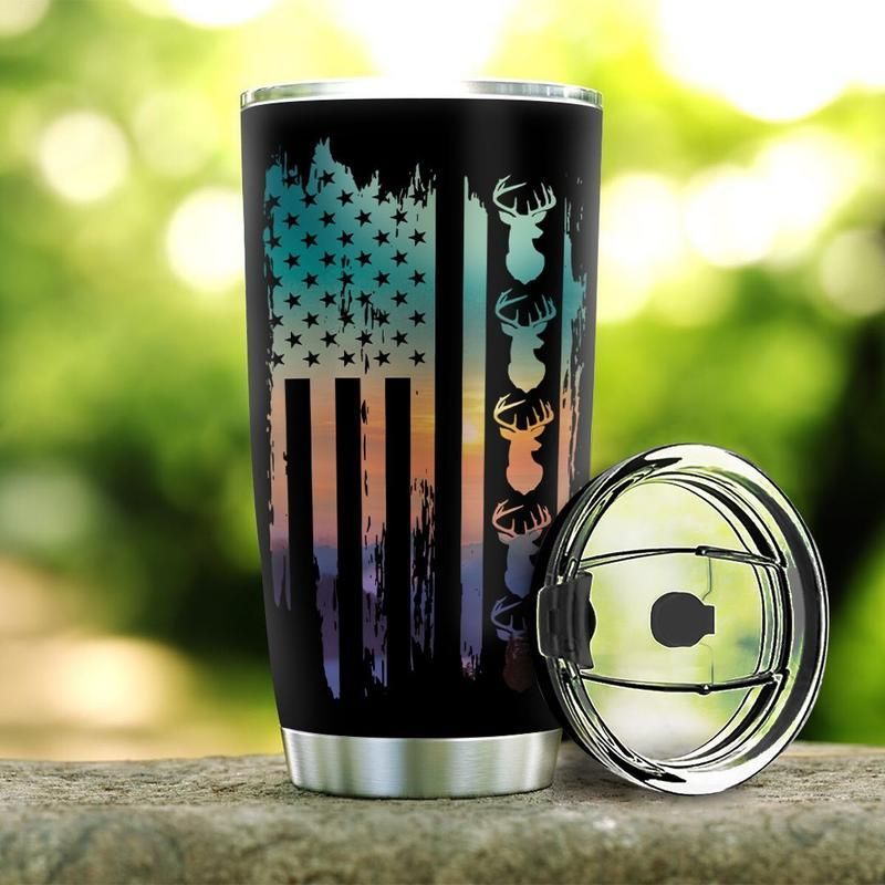 American Flag Deer Stainless Steel Cup American Flag Deer Stainless Steel Cup