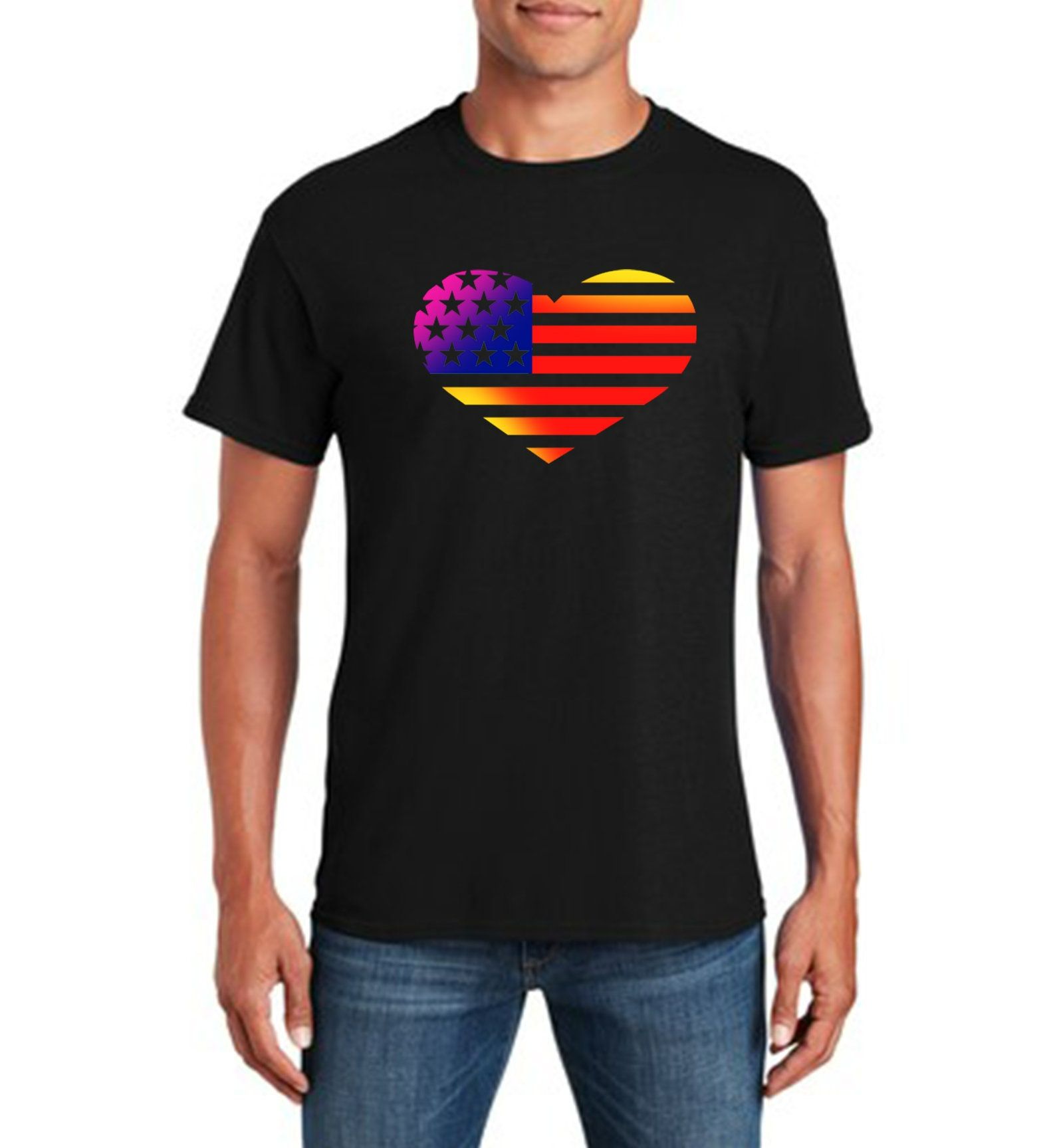 American Flag Heart Funny T-Shirt American Flag Heart Funny T-Shirt