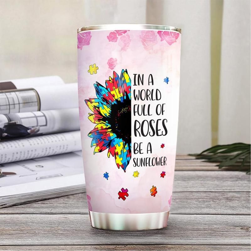Autism Awareness Sunflower Stainless Steel Cup Autism Awareness Sunflower Stainless Steel Cup