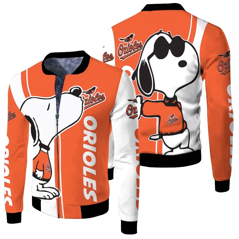 Baltimore Orioles Snoopy Lover 3d Printed Fleece Bomber Jacket Baltimore Orioles Snoopy Lover 3d Printed Fleece Bomber Jacket