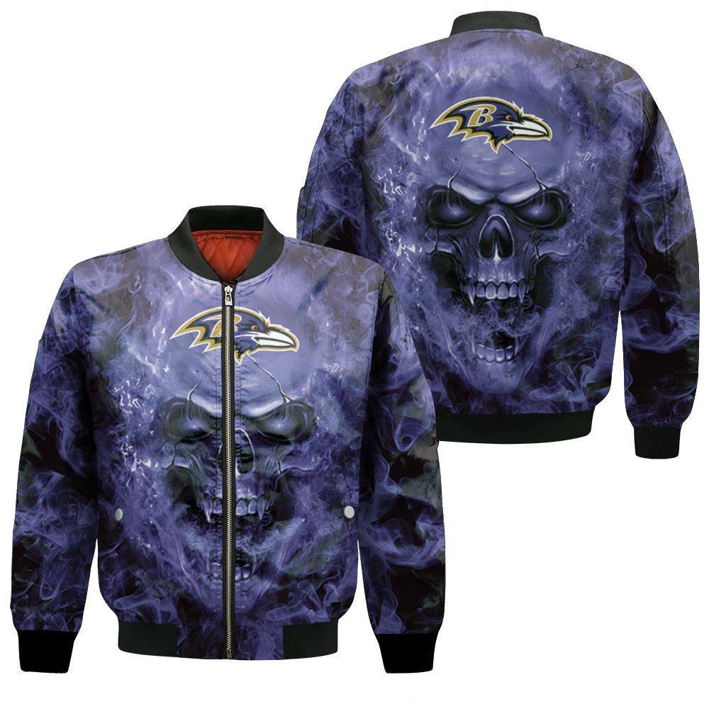 Baltimore Ravens Nfl Fans Skull Bomber Jacket Baltimore Ravens Nfl Fans Skull Bomber Jacket