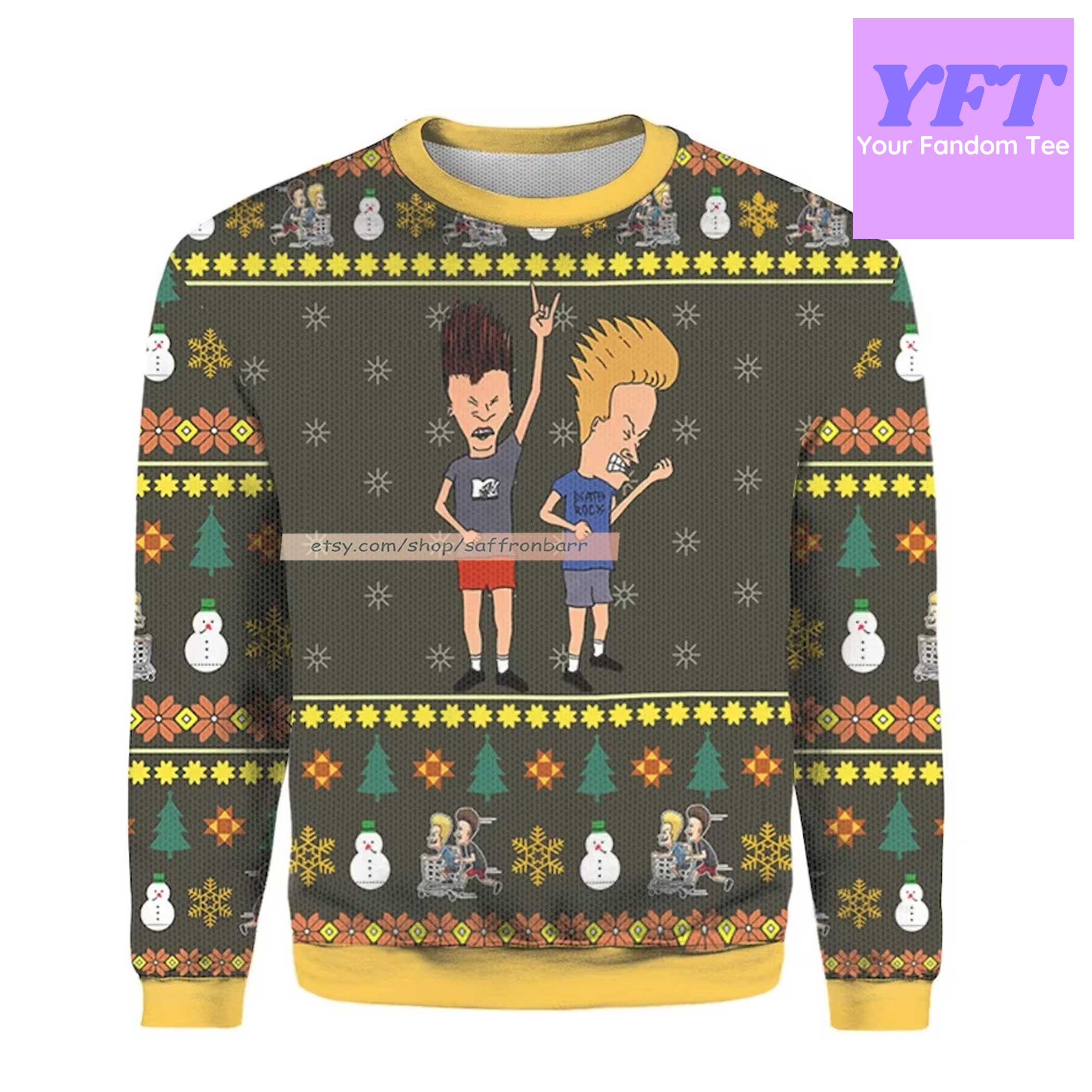 Beavis Butthead Xmas Rock 3d Ugly Christmas Sweater Beavis Butthead Xmas Rock 3d Ugly Christmas Sweater