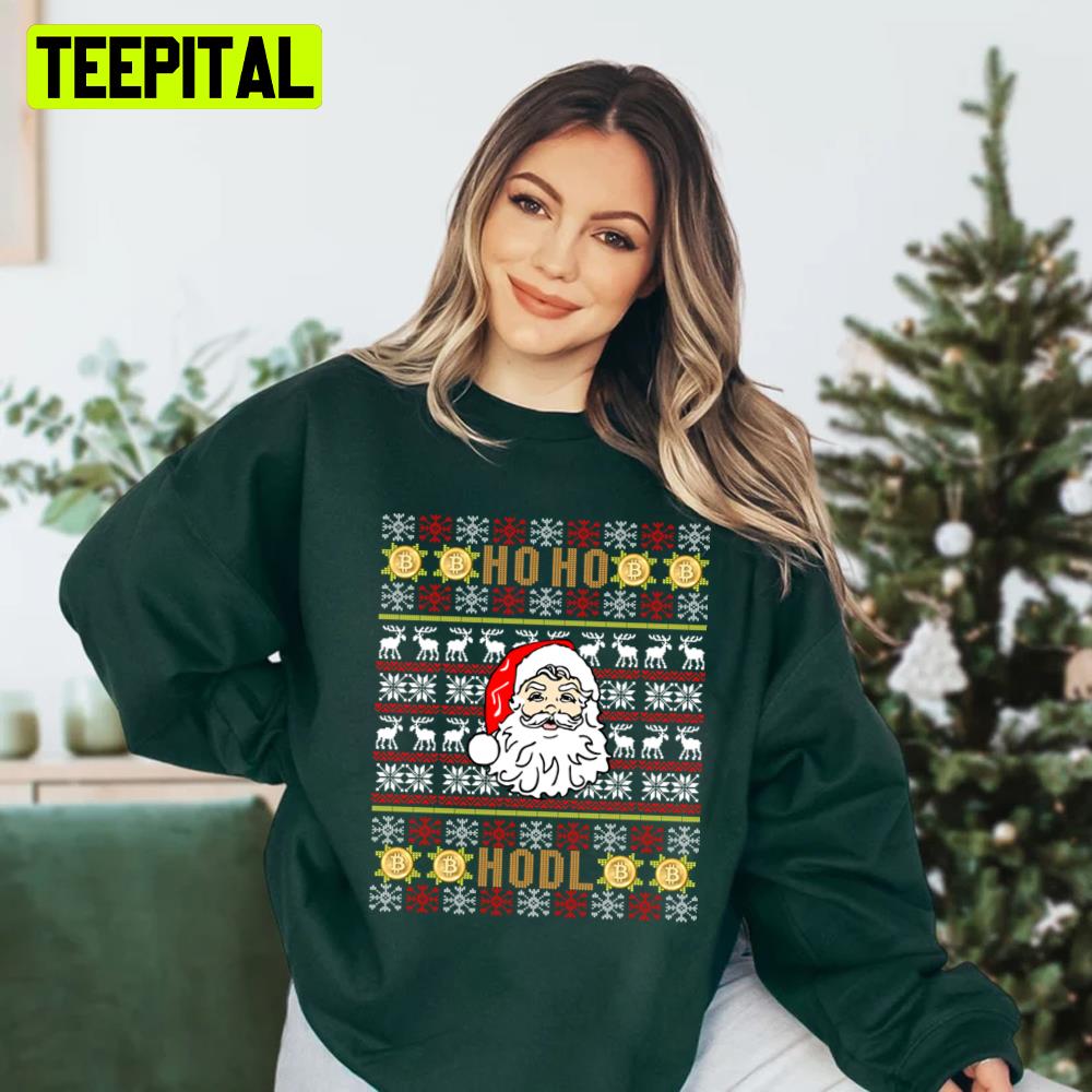 Bitcoin Christmas Ho Ho Hold Knit Pattern Ugly Unisex Sweatshirt Bitcoin Christmas Ho Ho Hold Knit Pattern Ugly Unisex Sweatshirt