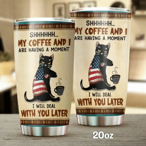 Black Cat And Coffee Stainless Steel Cup Black Cat And Coffee Stainless Steel Cup