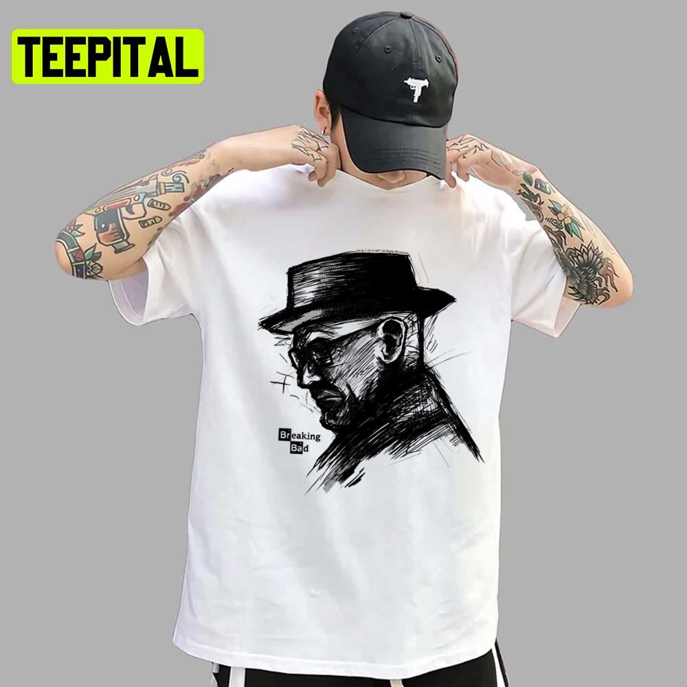 Black Heisenberg Walter White Sketch Breaking Bad Unisex T-Shirt Black Heisenberg Walter White Sketch Breaking Bad Unisex T-Shirt