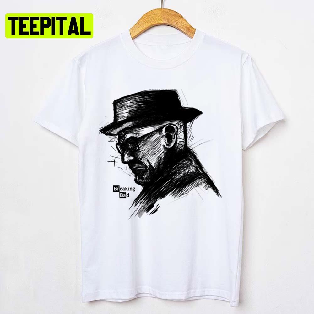 Black Heisenberg Walter White Sketch Breaking Bad Unisex T-Shirt Black Heisenberg Walter White Sketch Breaking Bad Unisex T-Shirt