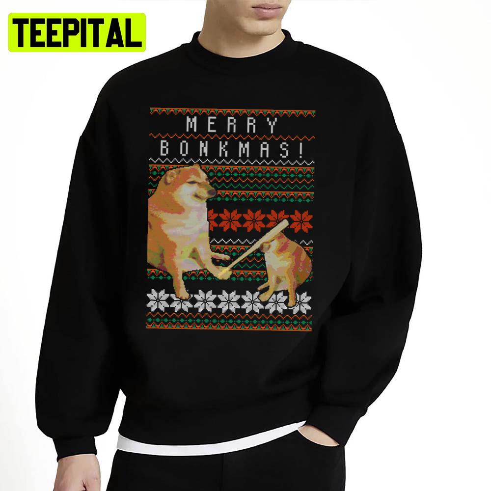 Bonkmas Cheems Doge Christmas Ugly Unisex Sweatshirt Bonkmas Cheems Doge Christmas Ugly Unisex Sweatshirt