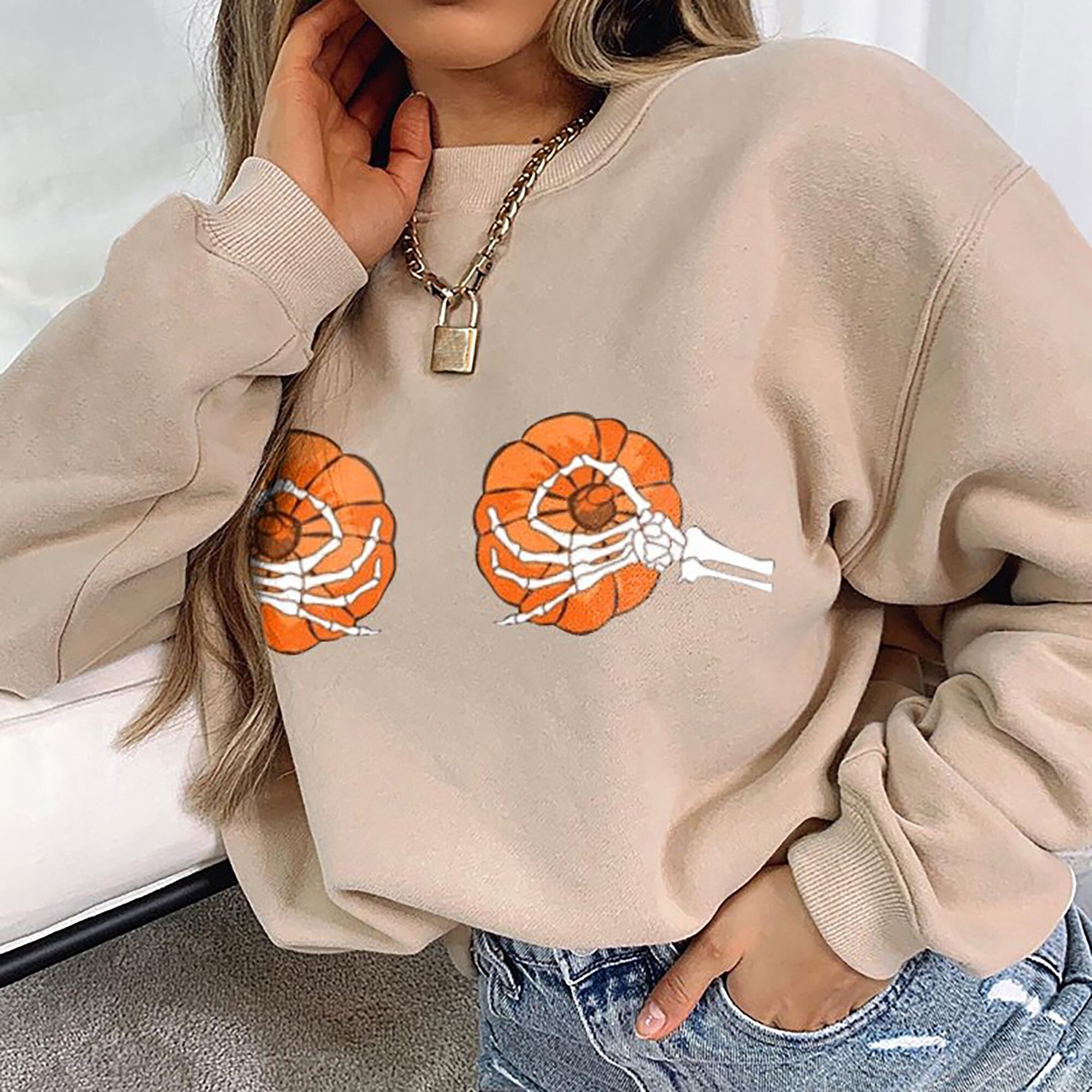 Boobs Skeleton Funny Fall Pumpkin Halloween Unisex Sweatshirt Boobs Skeleton Funny Fall Pumpkin Halloween Unisex Sweatshirt