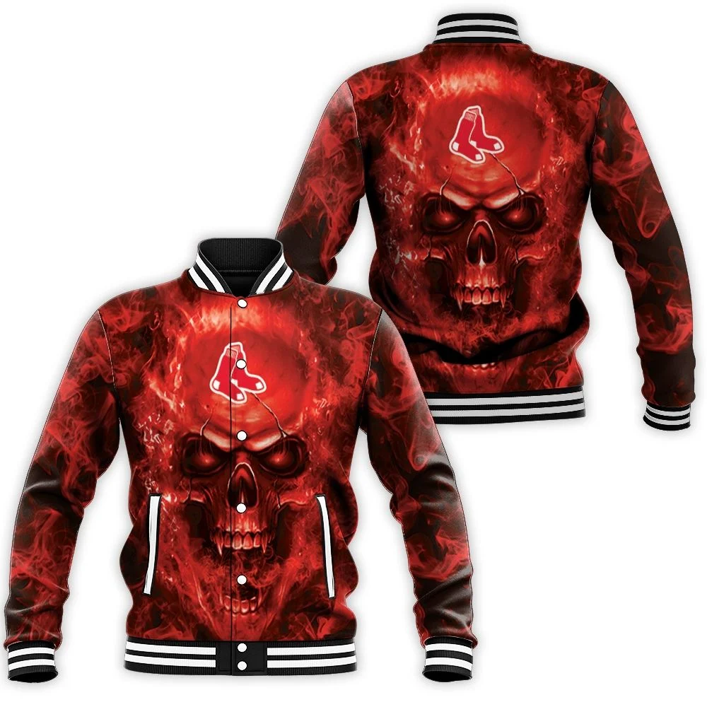 Boston Red Sox Mlb Fans Skull Baseball Jacket Boston Red Sox Mlb Fans Skull Baseball Jacket