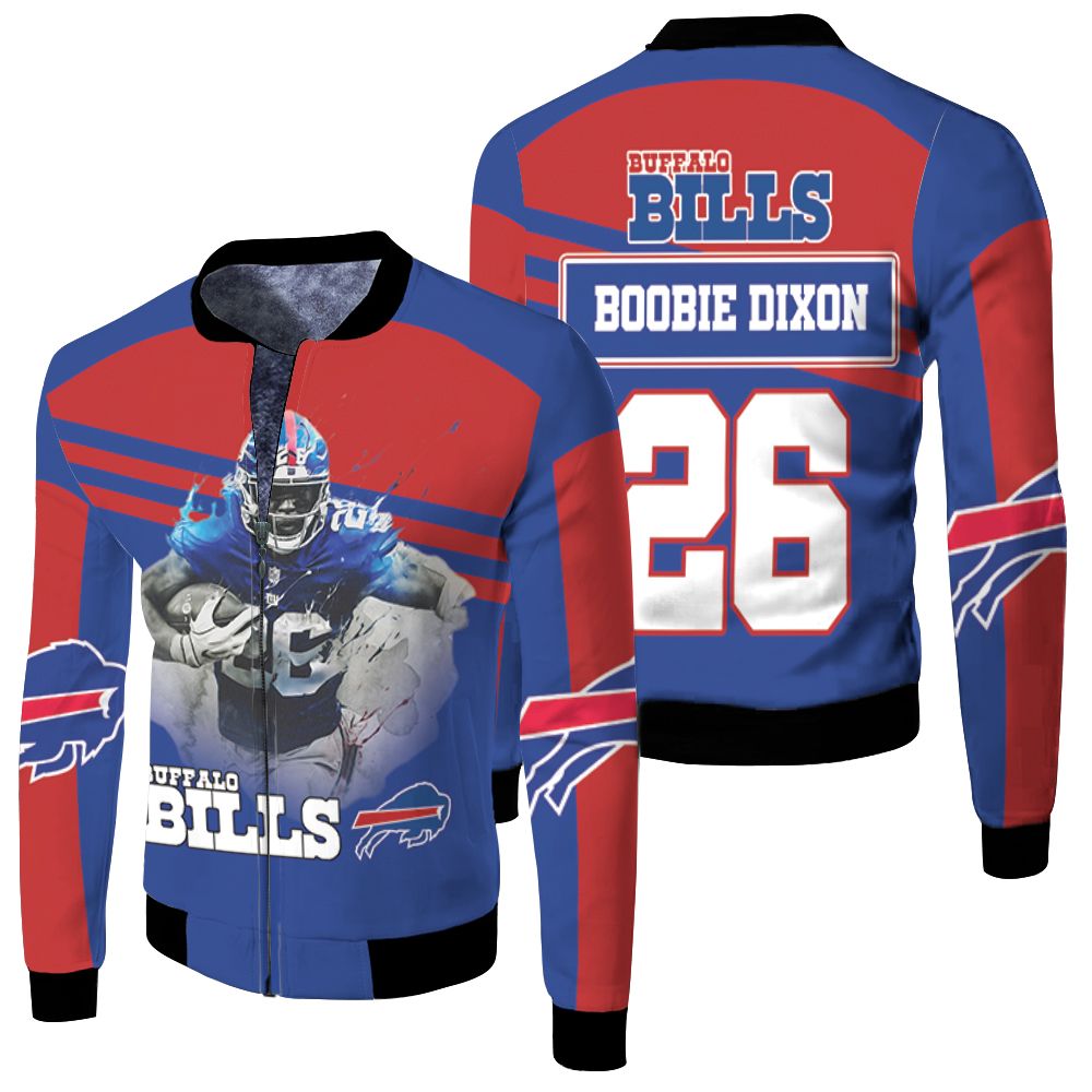 Buffalo Bills 26 Boobie Dixon Afc East Champs Fleece Bomber Jacket Buffalo Bills 26 Boobie Dixon Afc East Champs Fleece Bomber Jacket