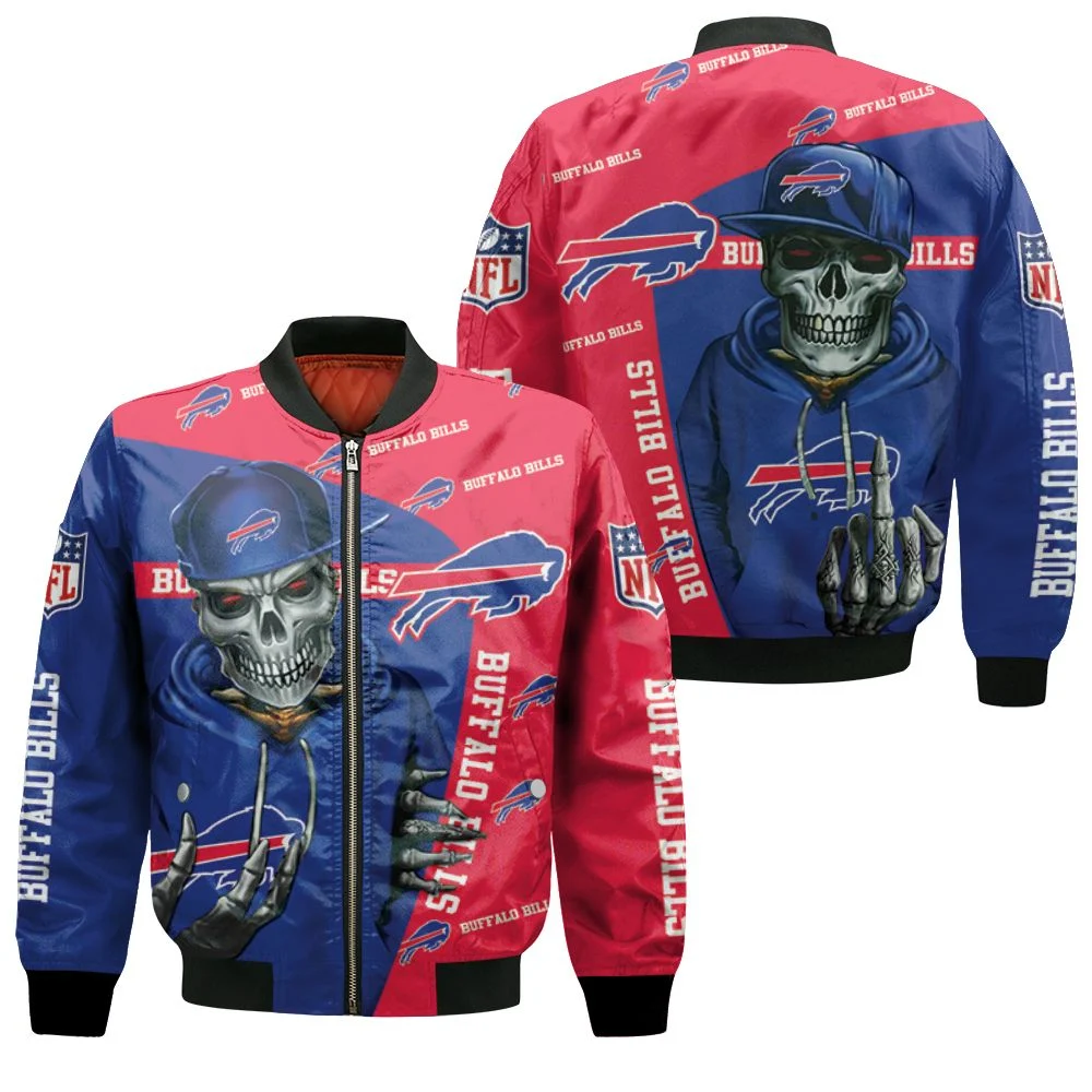 Buffalo Bills Hip Hop Skull 3d Jersey Bomber Jacket Buffalo Bills Hip Hop Skull 3d Jersey Bomber Jacket
