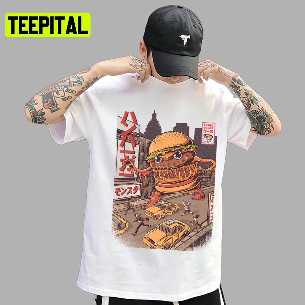 Burgerzilla Funny Fastfood Design Burger Unisex T-Shirt Burgerzilla Funny Fastfood Design Burger Unisex T-Shirt