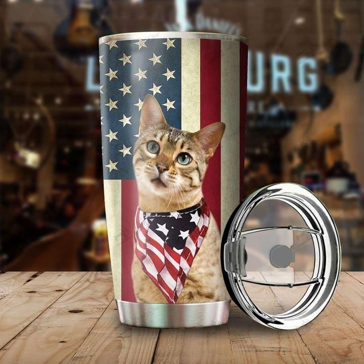 Cat Bengal Cat America Flag National Day Stainless Steel Cup Cat Bengal Cat America Flag National Day Stainless Steel Cup