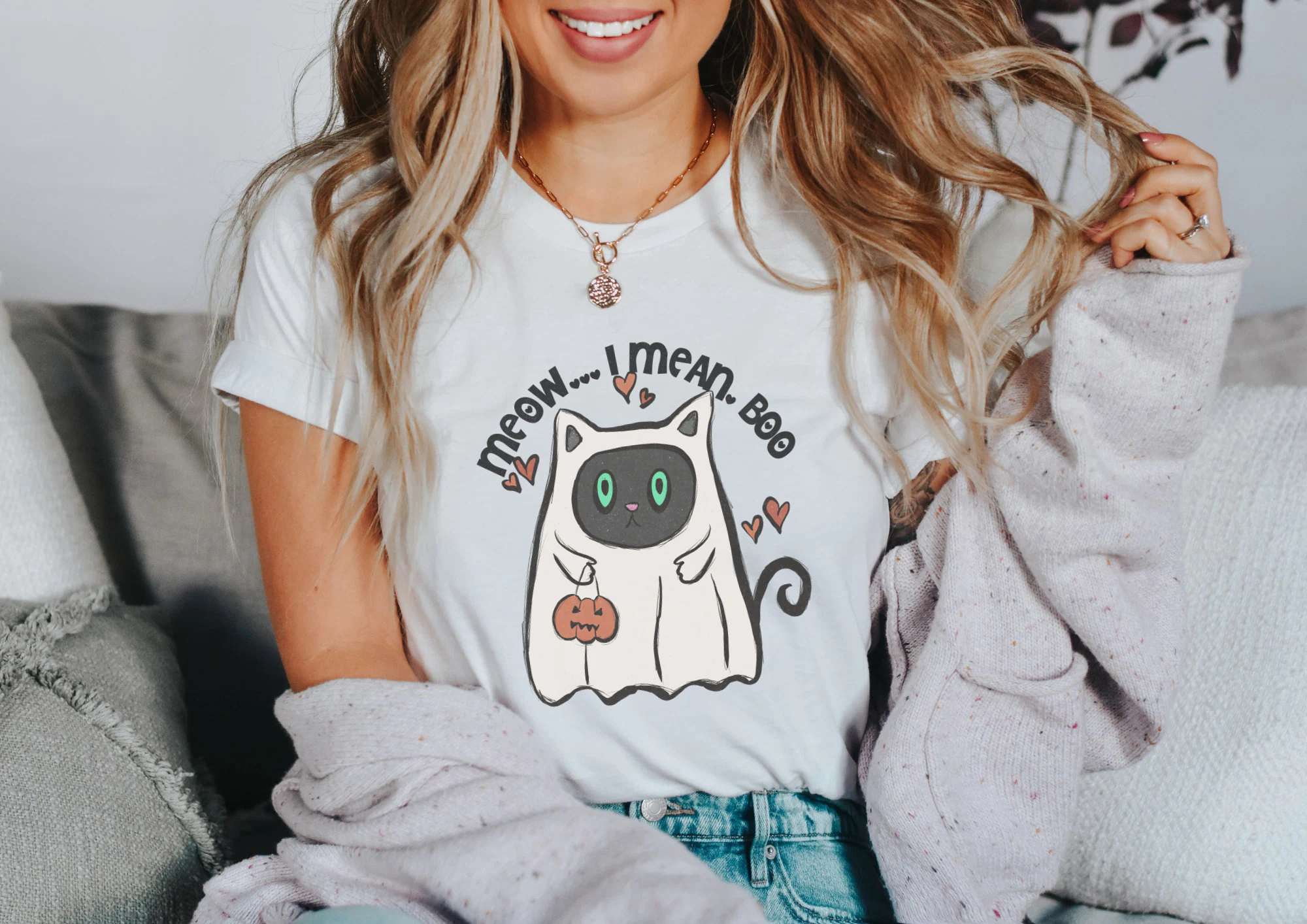 Cat Cool Spirit Boho Motif Cottagecore Style Pumpkin Halloween Unisex Sweatshirt Cat Cool Spirit Boho Motif Cottagecore Style Pumpkin Halloween Unisex Sweatshirt