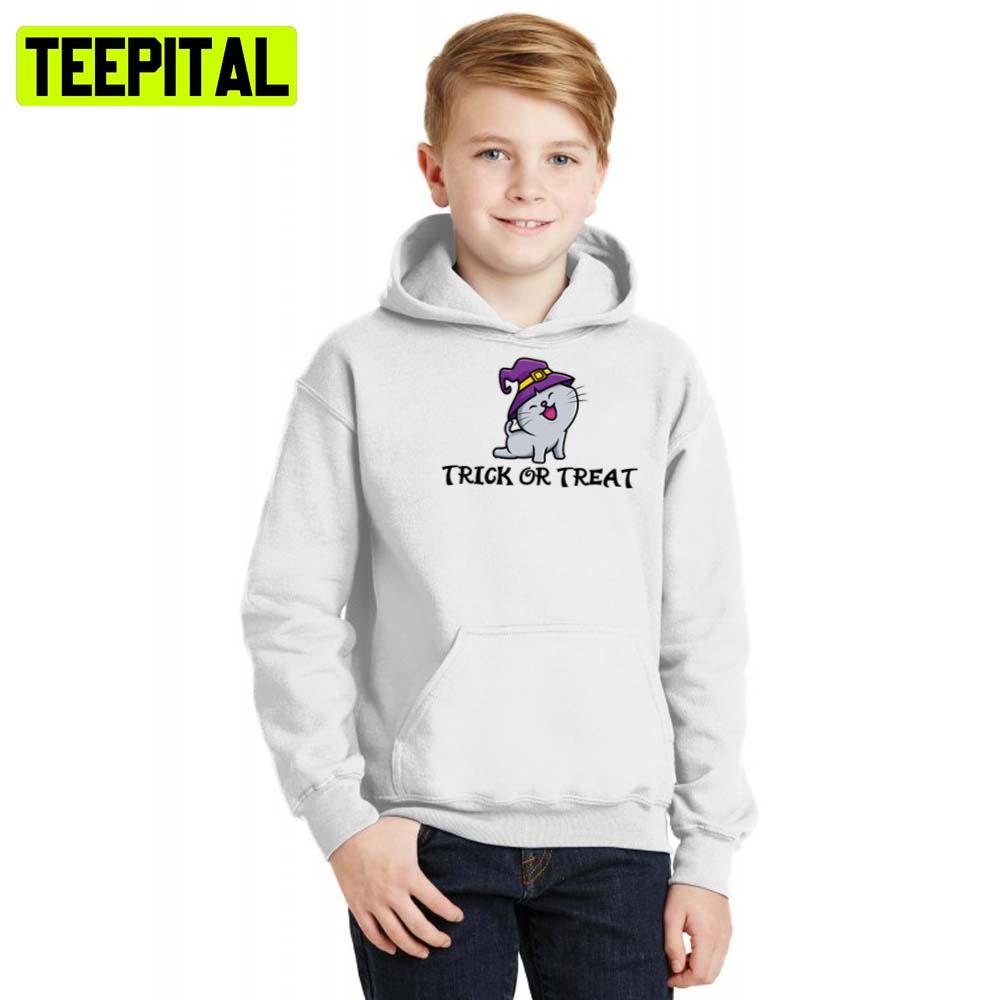 Cat Design Trick Or Treat Cat Halloween Illustration Hoodie Cat Design Trick Or Treat Cat Halloween Illustration Hoodie