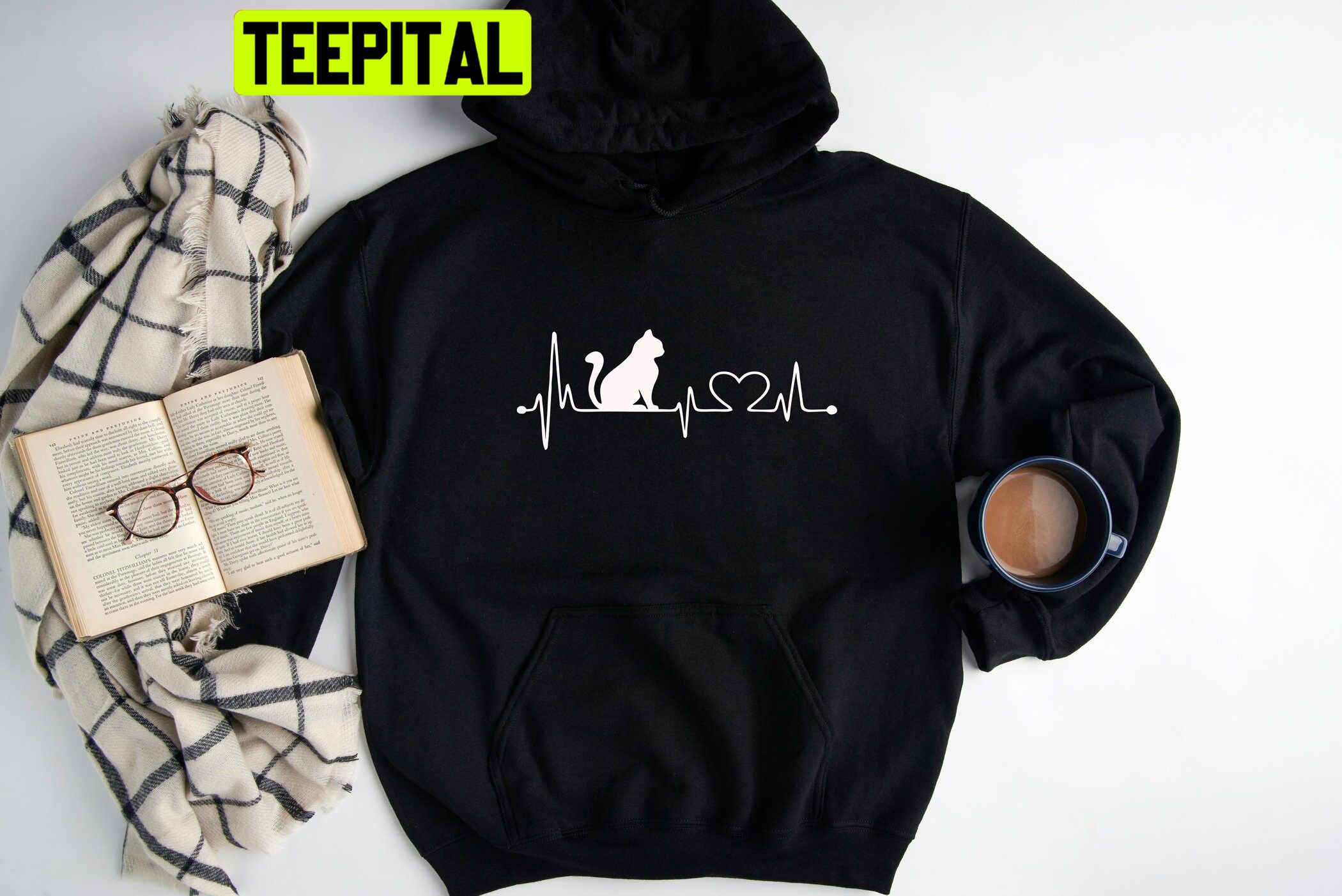 Cat Heartbeat Cute Kitty Trending Unisex Hoodie Cat Heartbeat Cute Kitty Trending Unisex Hoodie