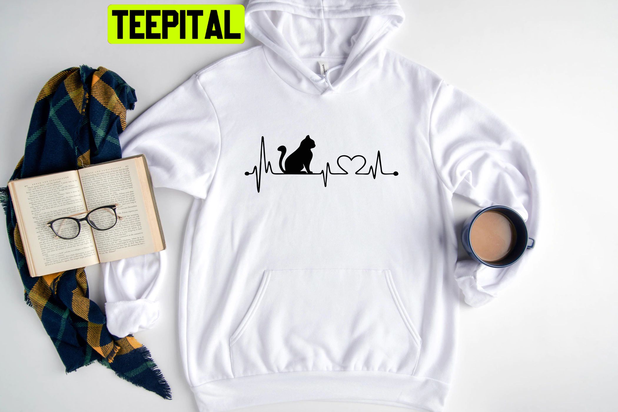 Cat Heartbeat Cute Kitty Trending Unisex Hoodie Cat Heartbeat Cute Kitty Trending Unisex Hoodie