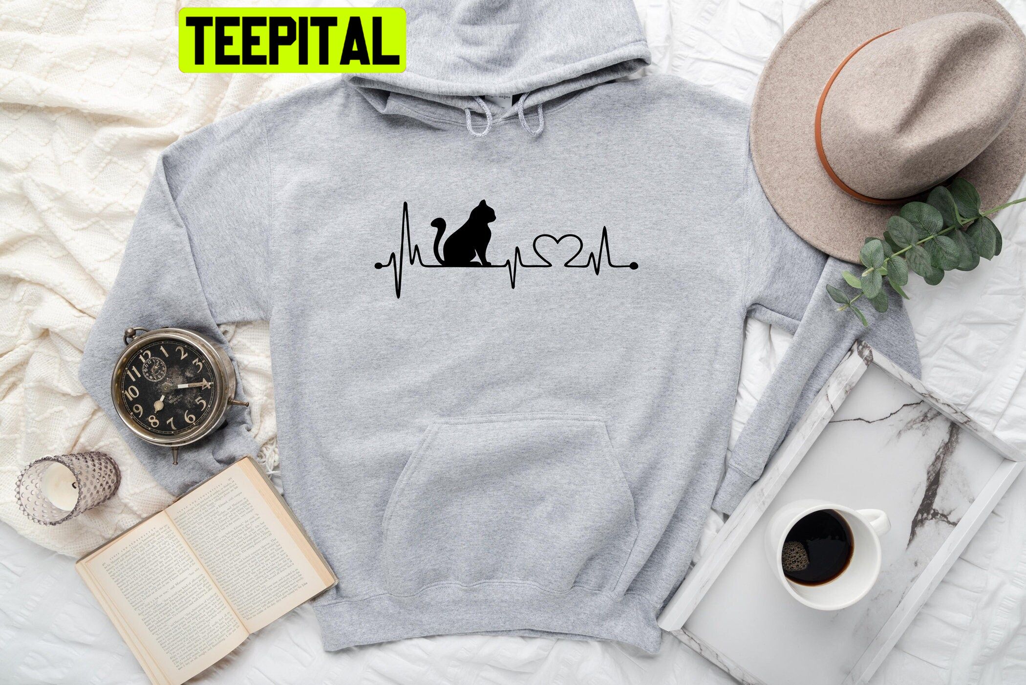 Cat Heartbeat Cute Kitty Trending Unisex Hoodie Cat Heartbeat Cute Kitty Trending Unisex Hoodie