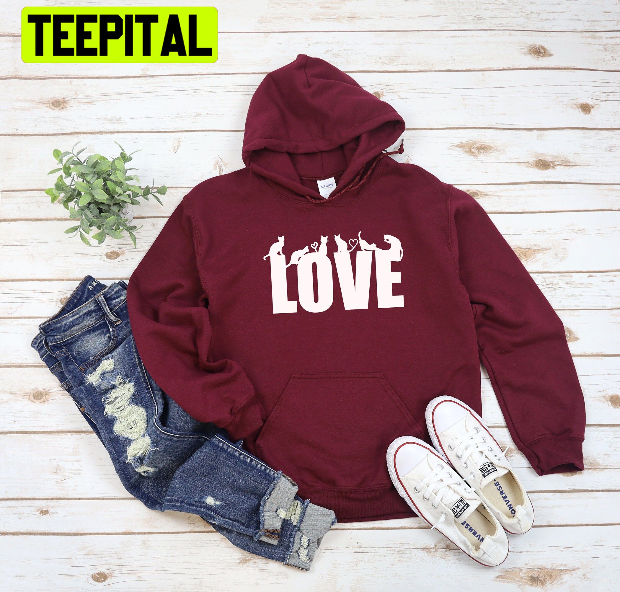 Cat Love Meow Trending Unisex Hoodie Cat Love Meow Trending Unisex Hoodie