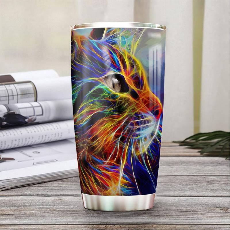 Cat Neon Art Stainless Steel Cup Cat Neon Art Stainless Steel Cup