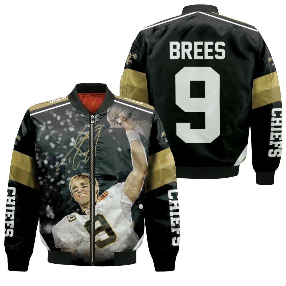 Champion Drew Brees New Orleans Saints Golden Signed Bomber Jacket Champion Drew Brees New Orleans Saints Golden Signed Bomber Jacket